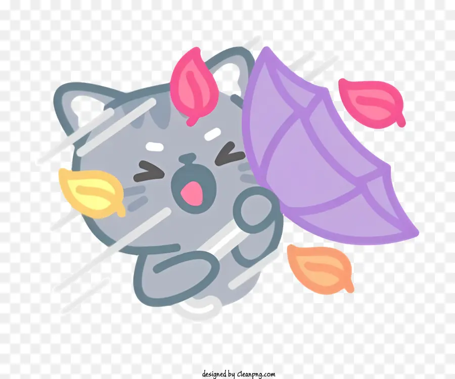 cute cat umbrella running rain cat's eyes