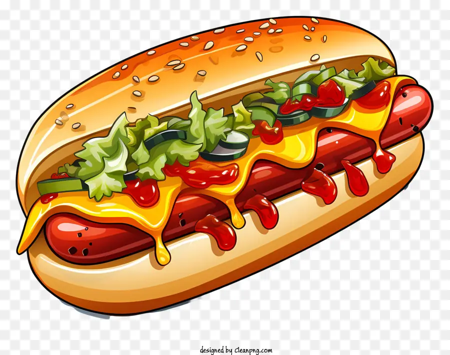 Tomaten - Vektorbild im Cartoon-Stil eines Hot Dogs