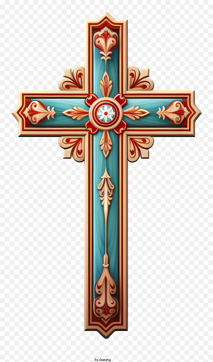 wood cross green floral pattern red floral pattern diamond cross white and black accents