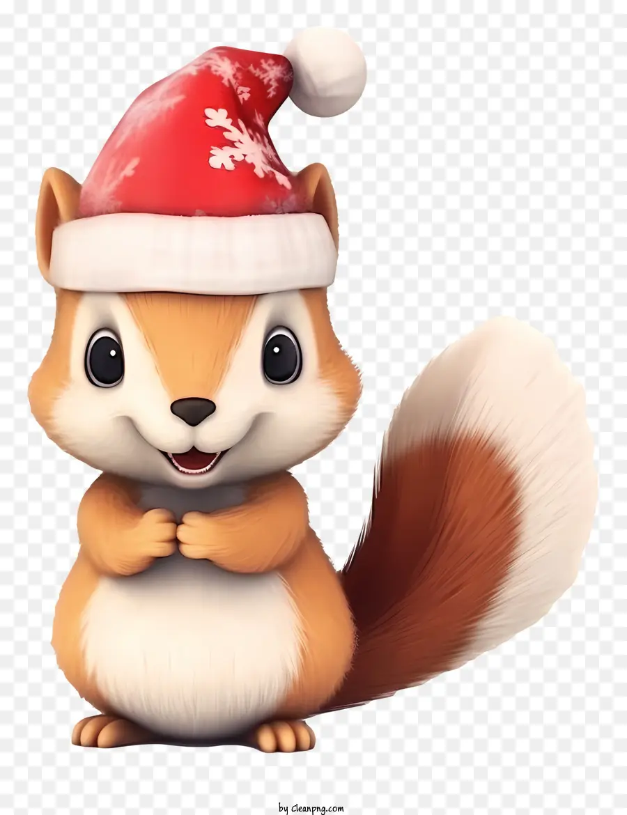 santa Hut - Lächelnder Eichhörnchen trägt Weihnachtsmütze und Hemd