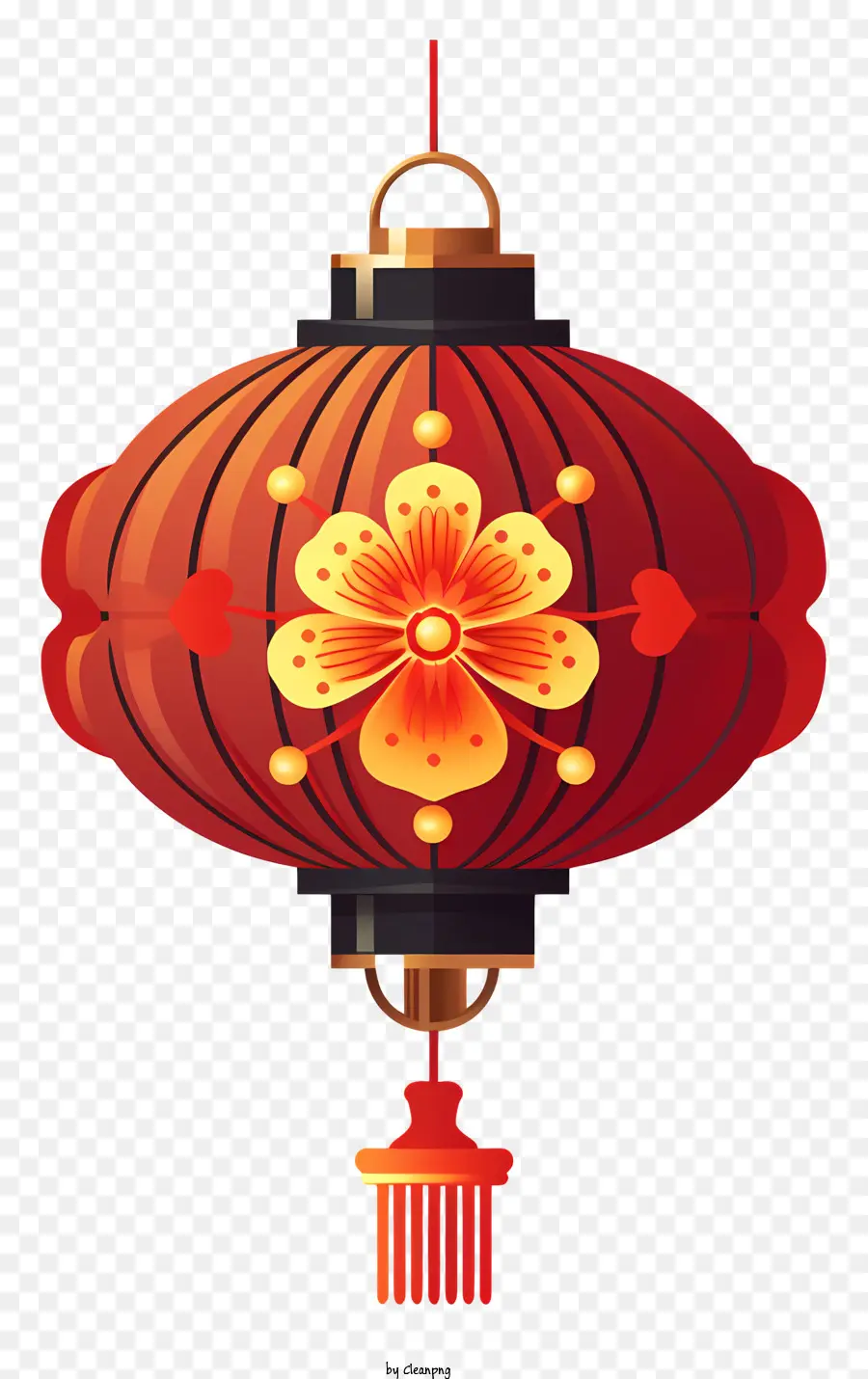 lanterna cinese - Lanterna cinese rossa tradizionale con motivo floreale