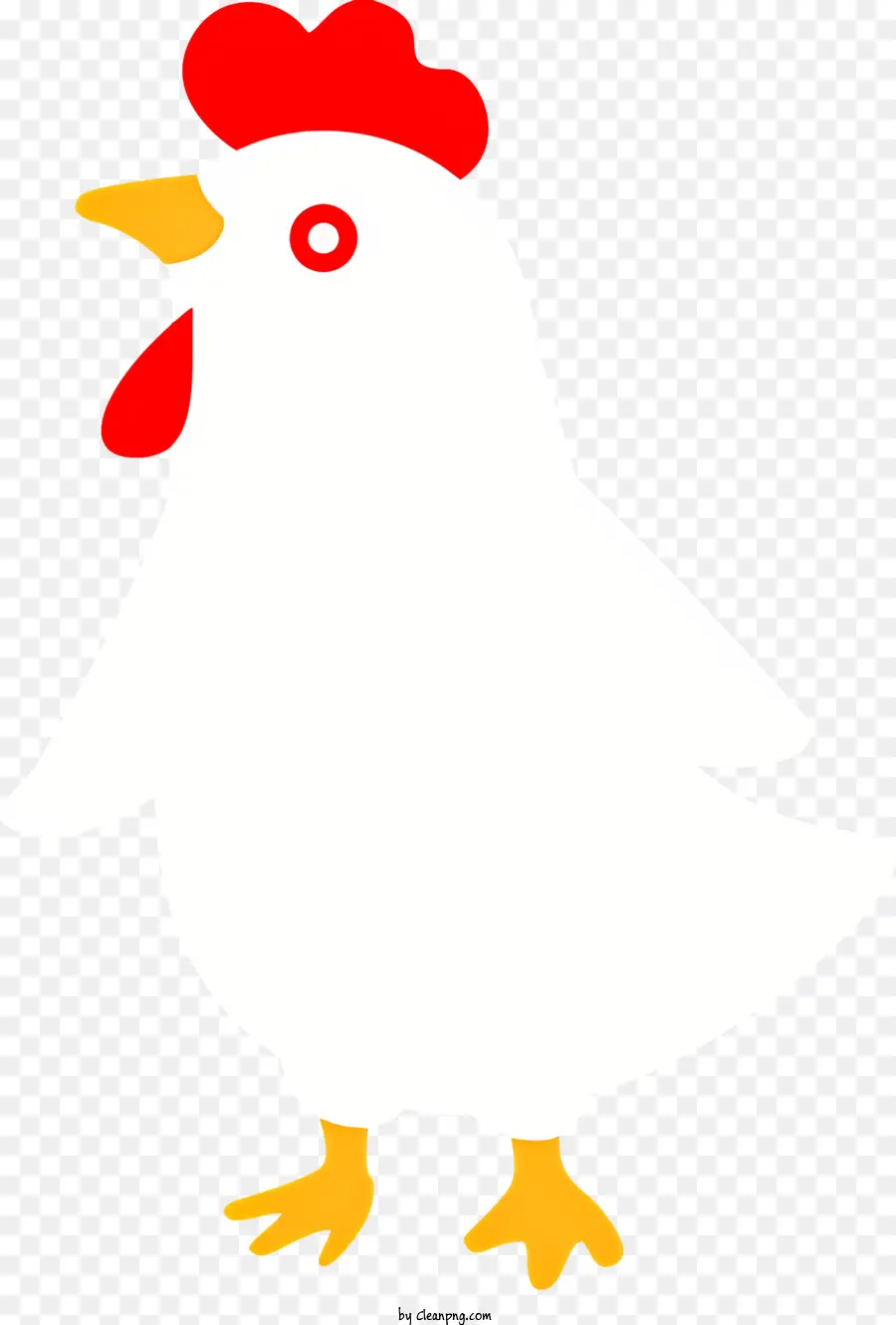 Cartoon Hühnchen weißes Hühnchen rotes Schnabel Huhn mit schwarzen Augen Hühnchen mit gelben Kragen - Cartoonhähnchen mit rotem Schnabel mit Kragen