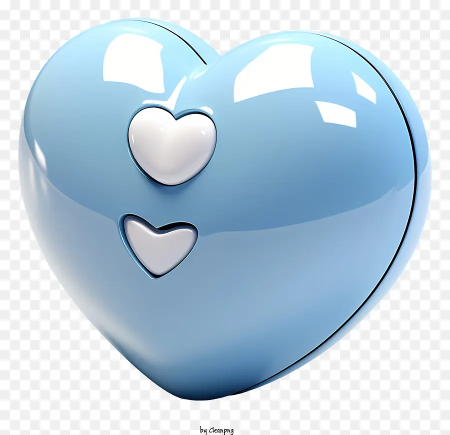 Herz Symbol - Blaues Herz mit weißen Herzen und Glühen