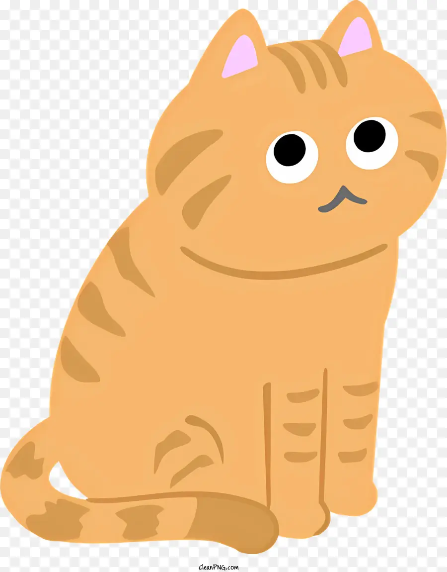 cartoon Katze - Traurige orangefarbene Cartoon -Katze, die über schwarzen Hintergrund denken
