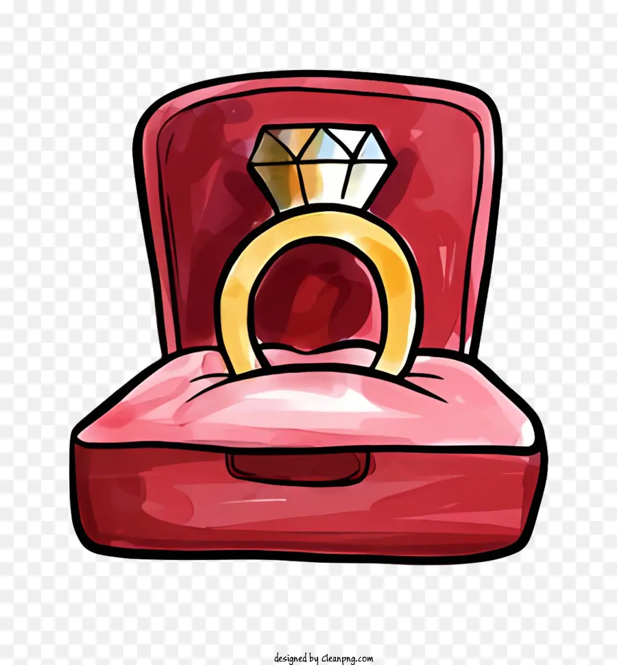 anello con diamante in pelle rossa design ad anello in rilievo in stile vintage - Borsa in pelle rossa aperta con anello di diamanti