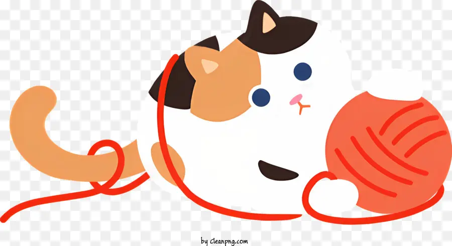Katze roter Ball spielen Pose Stretching - Katze spielt mit rotem Ball, ausgeglichen und konzentriert