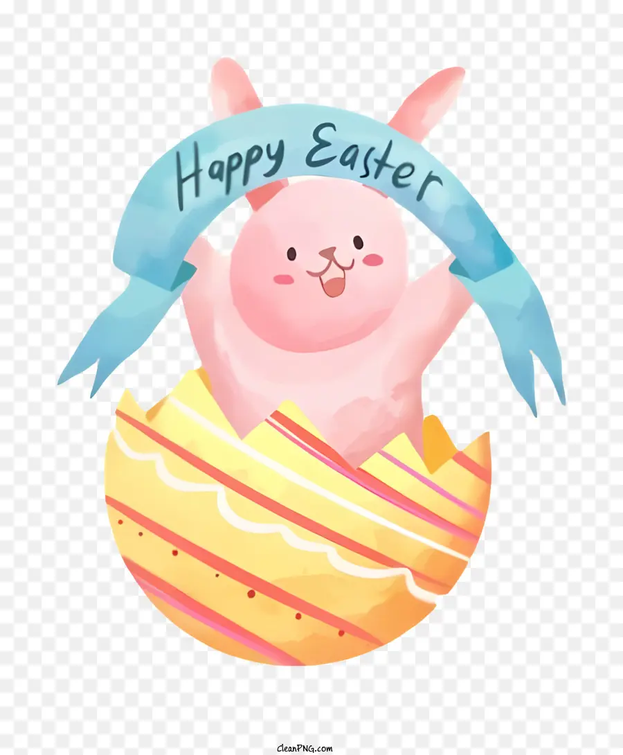 uovo di pasqua - Coniglietto da cartone animato in uovo rosa con arco
