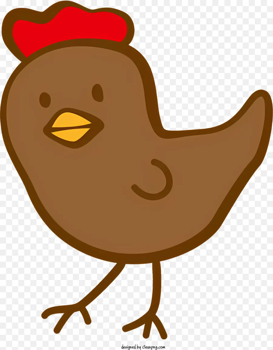 Huhn Cartoon - Schlafes Hühnchen mit rotem Hut und geschlossener Schnabel