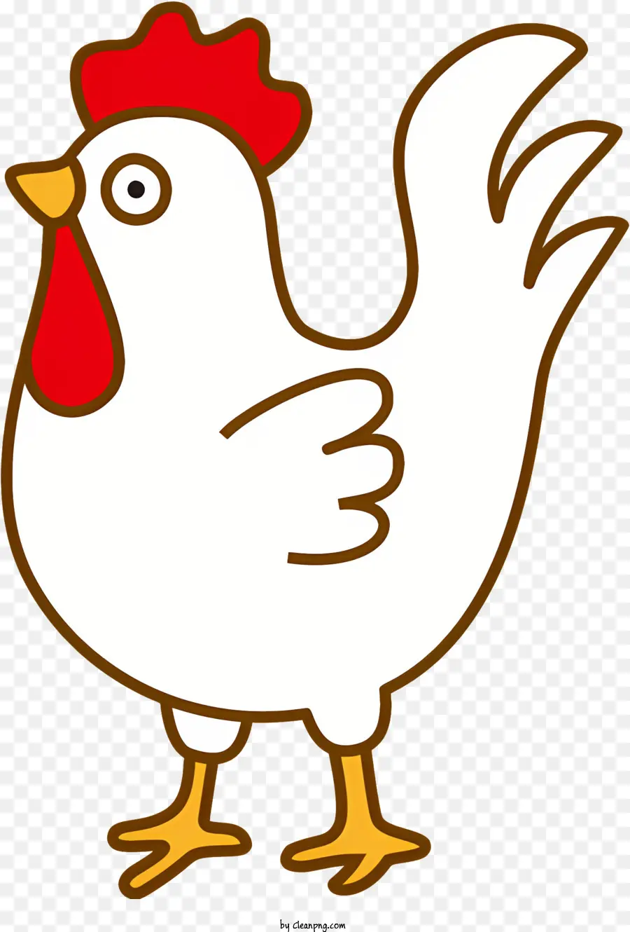 cartoon rooster standing rooster hind legs rooster mouth open rooster white feathered rooster