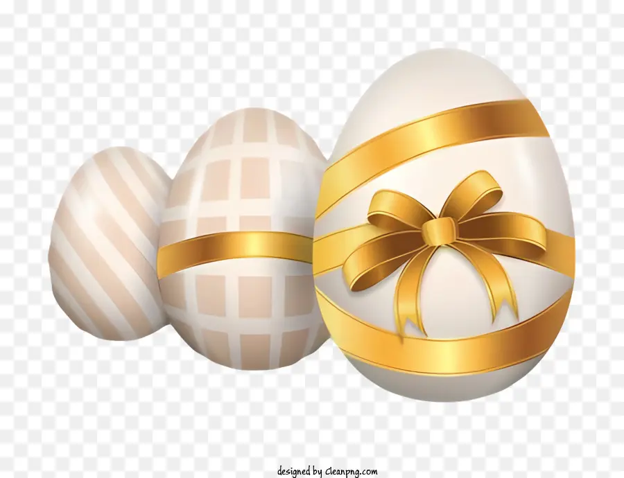 Trứng Phục sinh được trang trí trứng vàng cung trắng trứng trang trí trứng - Ba quả trứng trắng có nơ vàng được trang trí