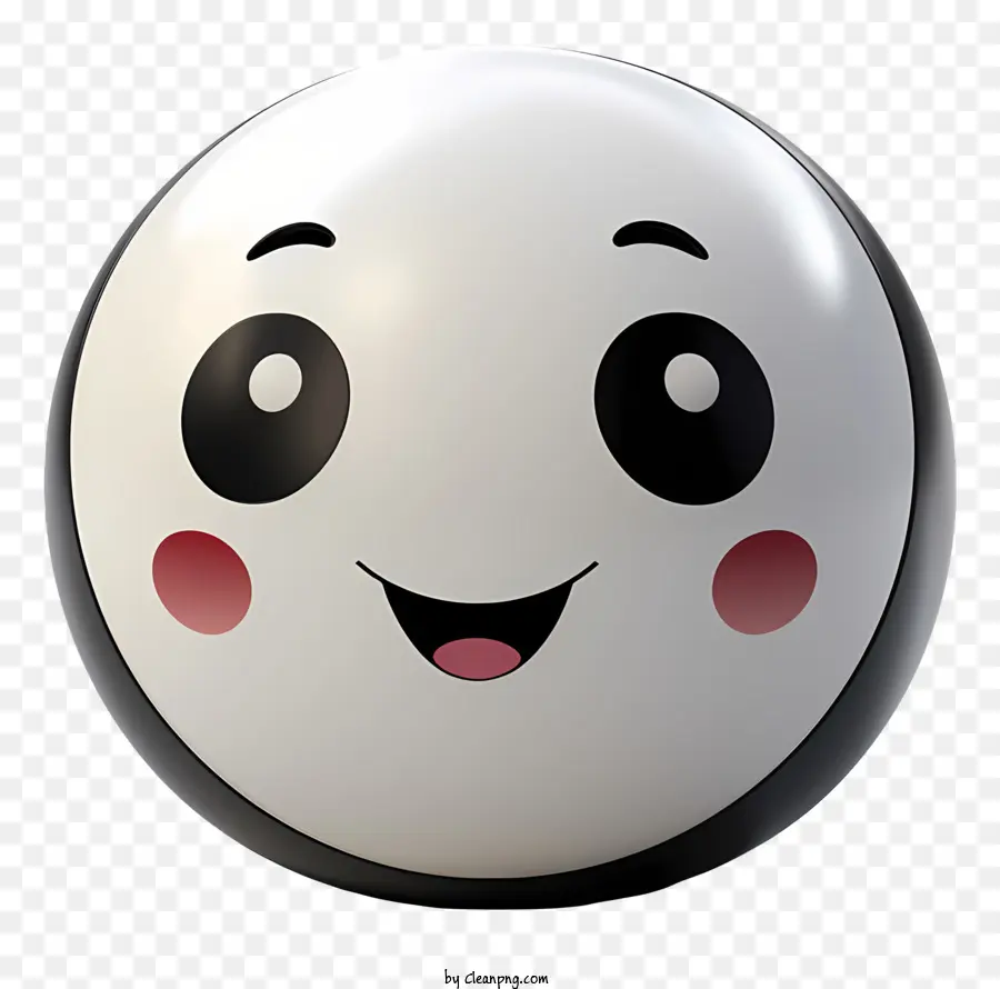 palla sorridente palla bianca con occhi neri rotondi oggetto sorridente carino faccina faccina a palla con gli occhi chiusi - Palla bianca sorridente con gli occhi neri sullo sfondo nero