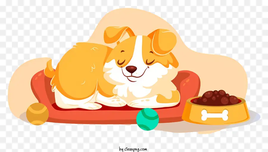 niedlichen cartoon - Netter Cartoon Hund, der auf Couch mit Eier schläft