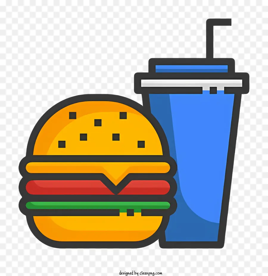 bánh hamburger - Hamburger và soda trong thiết kế phẳng đơn giản