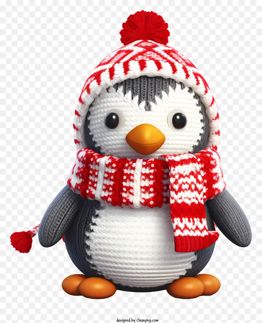 bông tuyết - Chim cánh cụt dễ thương đội mũ lễ hội và khăn quàng cổ