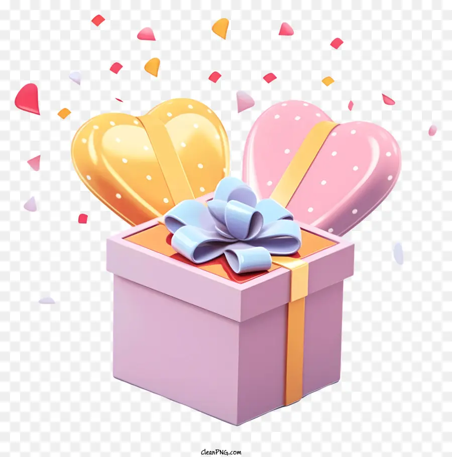 hộp quà - Hộp quà tặng hình trái tim với confetti và cung tên