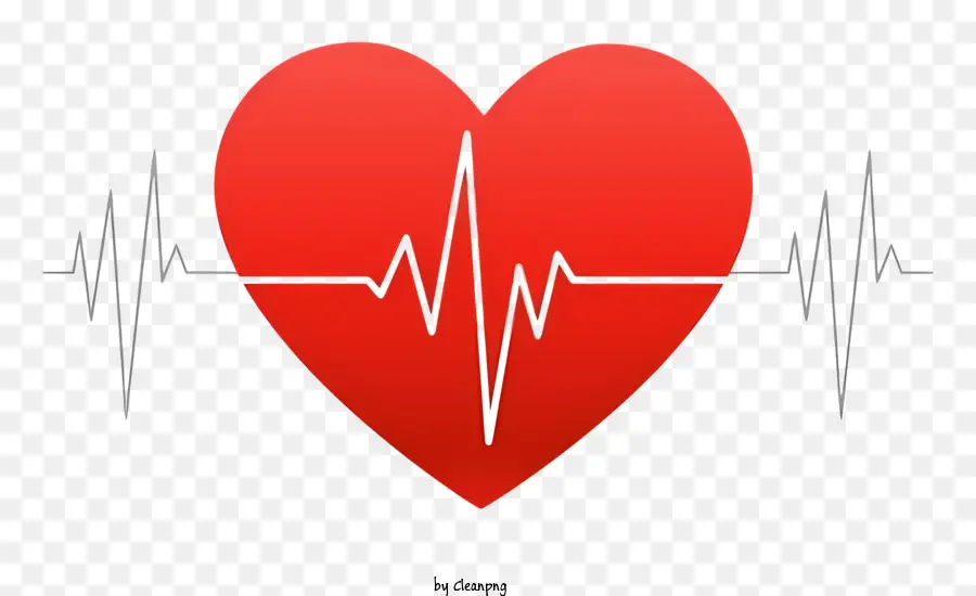 Heart - Red heart, black ECG line, pulsating shape - CleanPNG / KissPNG