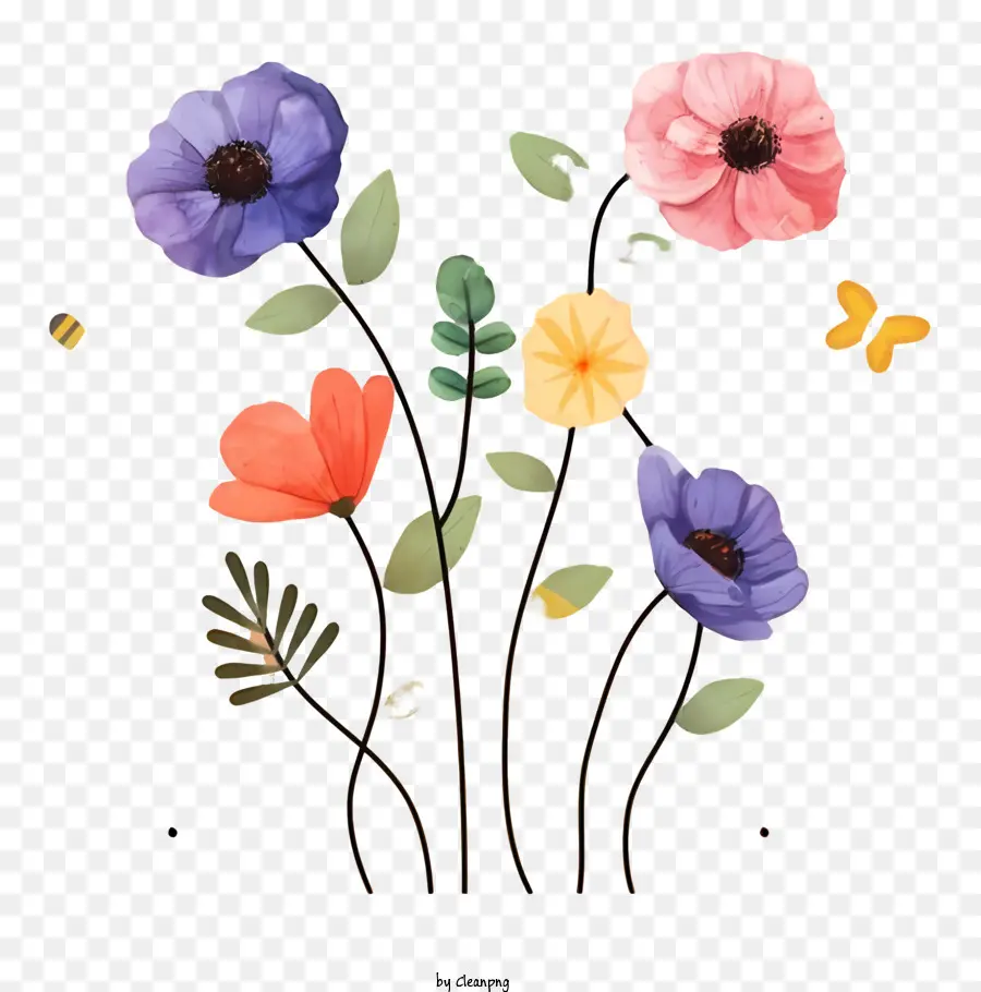bouquet di fiori - Bouquet per acquerello da sogno con farfalla in vaso