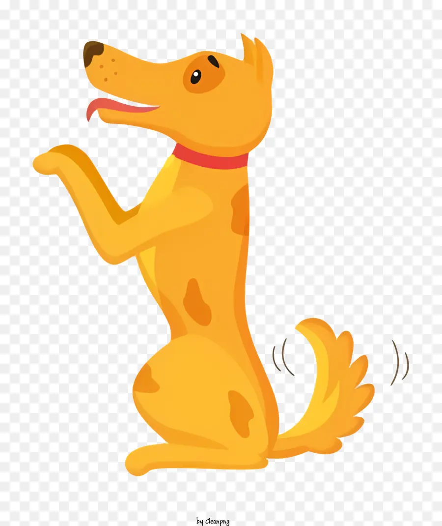 con chó ngồi - Chó hoạt hình với biểu cảm hạnh phúc và giơ chân lên