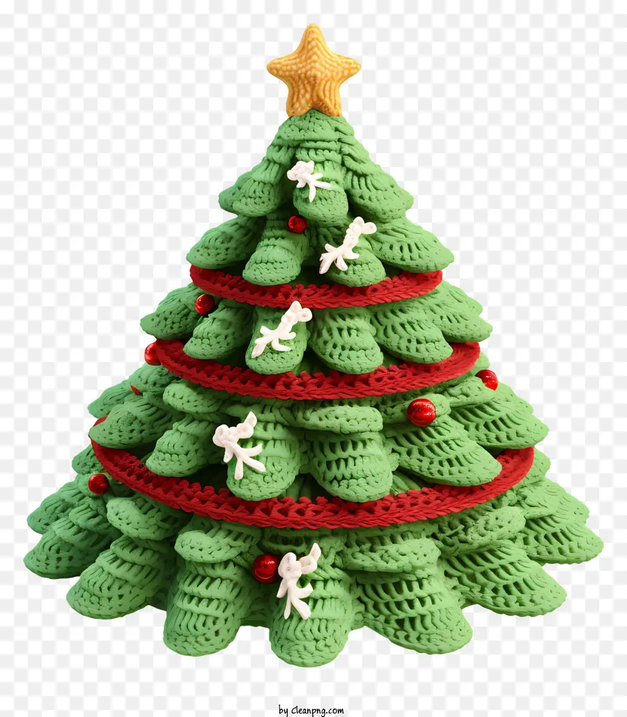 Cây thông Giáng sinh móc cây Giáng sinh crochet trang trí Giáng sinh Handmade Cây Giáng sinh tự làm cây Giáng sinh - Cây Giáng sinh móc với ngôi sao trên nền đen