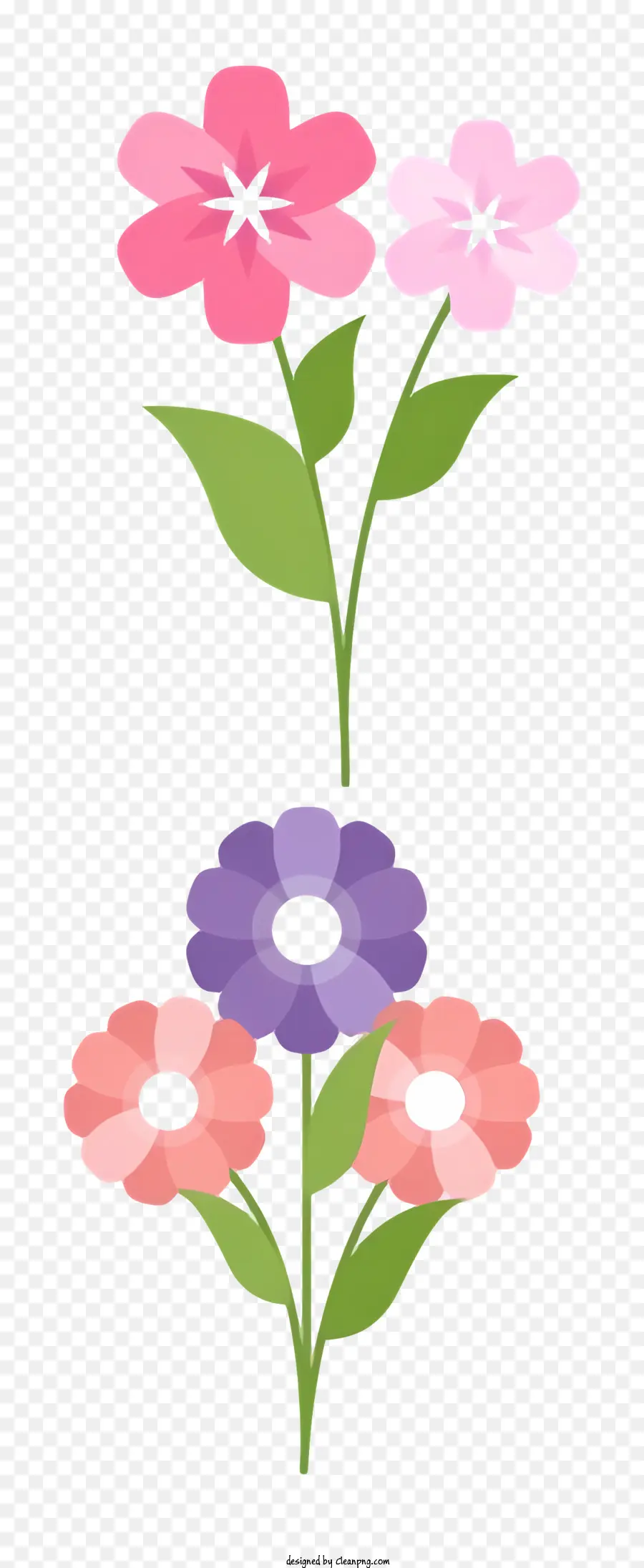 hoa thiết kế - Hoa kiểu phẳng với cánh hoa hồng và tím