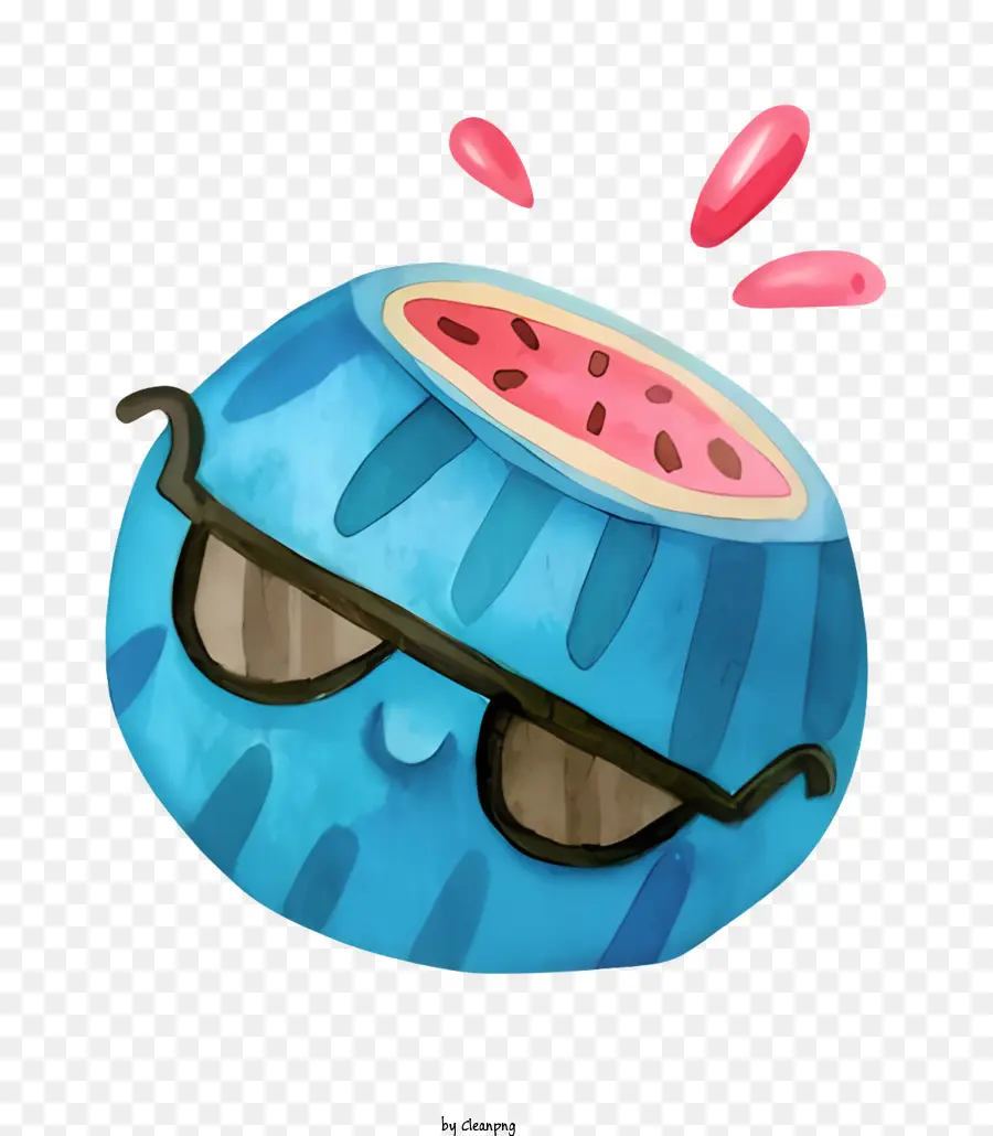 Wassermelone - Wassermelonenabbildung in Aquarell mit Sonnenbrille