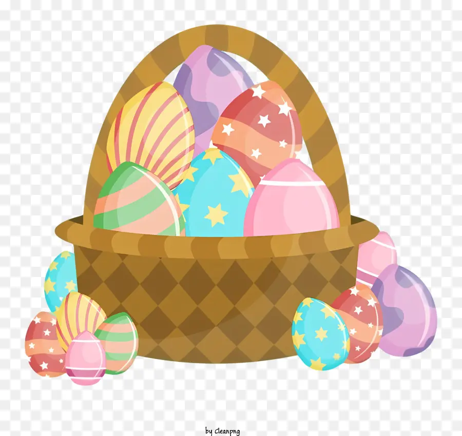 Wicker giỏ trứng Phục sinh đầy màu sắc Kích thước khác nhau - Trứng Phục sinh đầy màu sắc trong giỏ gọn gàng trên màu đen