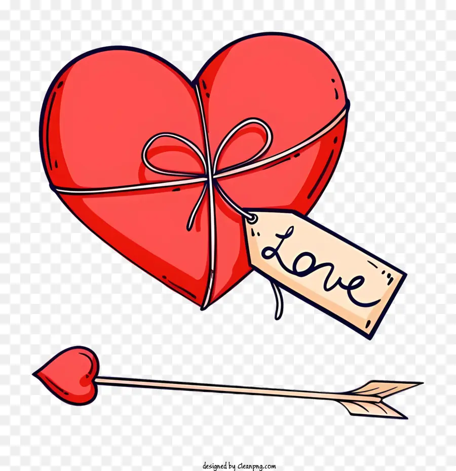 Ngày Valentine - Trái tim đỏ với thẻ 