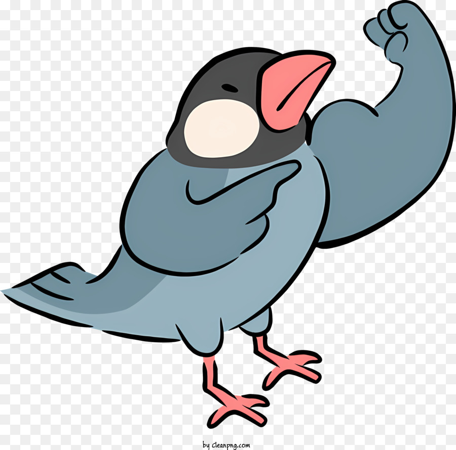 cartoon uccello - Bird fumetto con braccia rialzate, sorridendo e celebrante