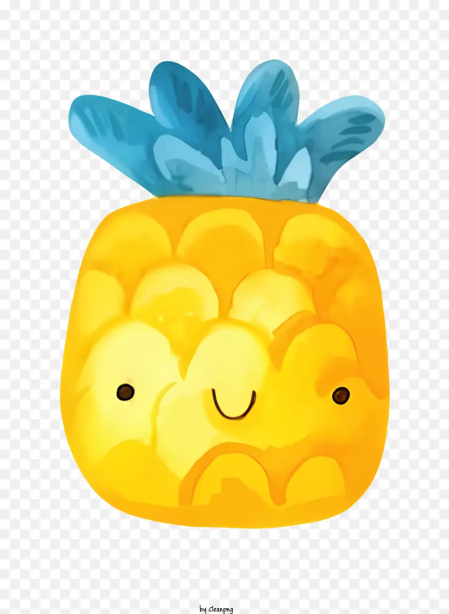 Ananas da cartone animato sorridente ananas con gli occhi blu ananas disegnare illustrazione di ananas - Disegno all'ananas cartone animato con una faccia felice