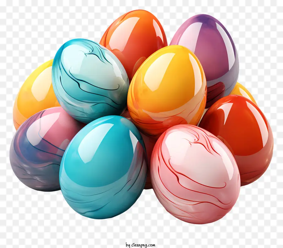 Bunte Eier mit mehrschwachem Eier blaue Eier grüne Eier lila Eier - Bunte, gestapelte Eier mit Dellen und Rissen