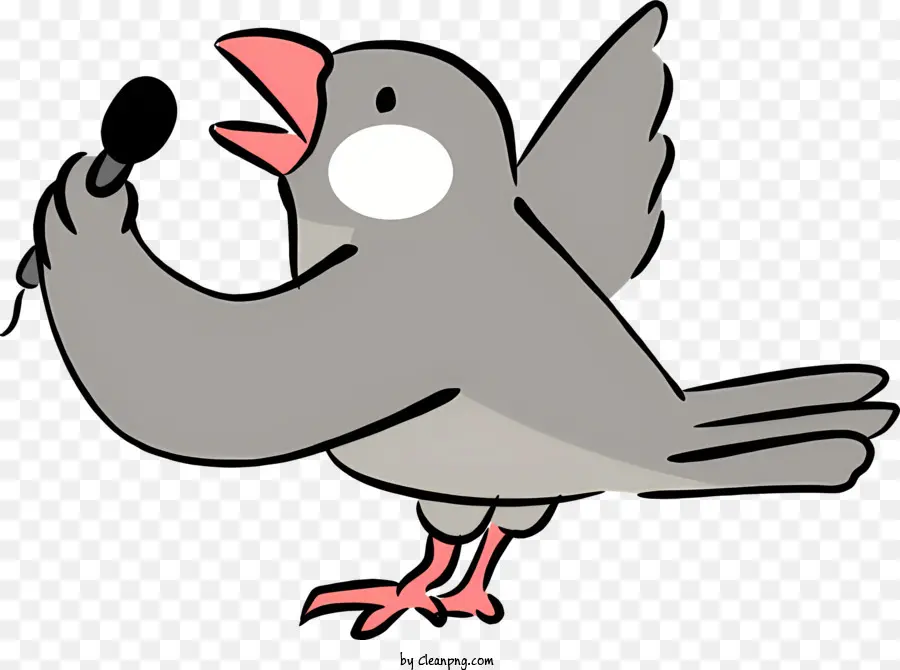 cartoon Vogel - Cartoonvogel mit rotem Schnabel und Federn