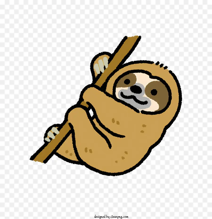 Sloth hoạt hình Hang Louth Sloth Smiling Sloth Sloth Chân có lông che lông - Sloth hoạt hình treo trên cành với nụ cười