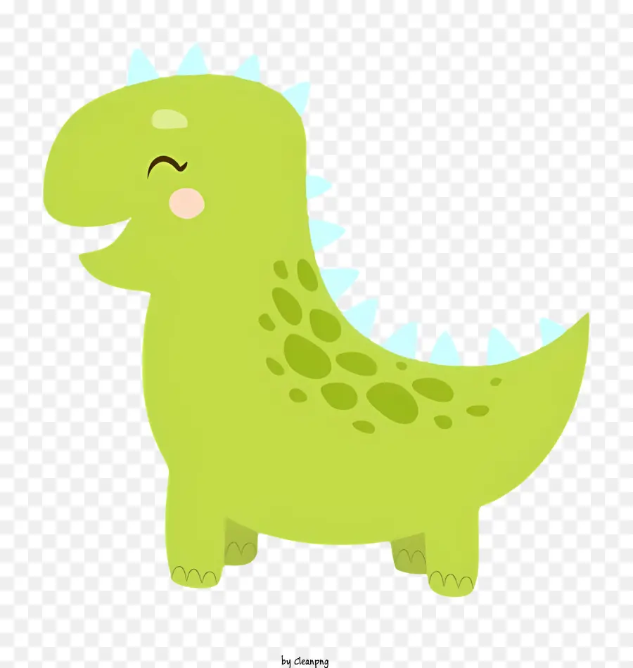 Carino Dinosaur Green Dinosaur Occhi azzurri Big Smile Style Cartoon - Immagine di cartone animato gratuita di simpatico dinosauro verde