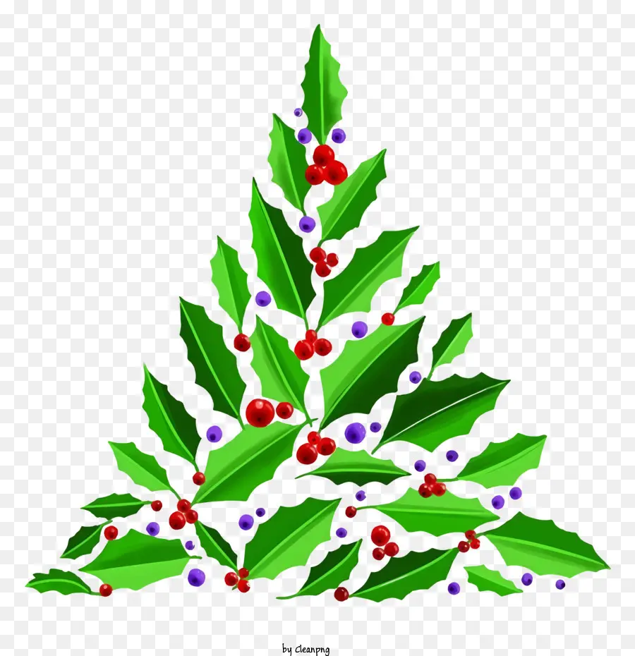 albero di natale - Albero di Natale di foglie di agrifoglio e bacche