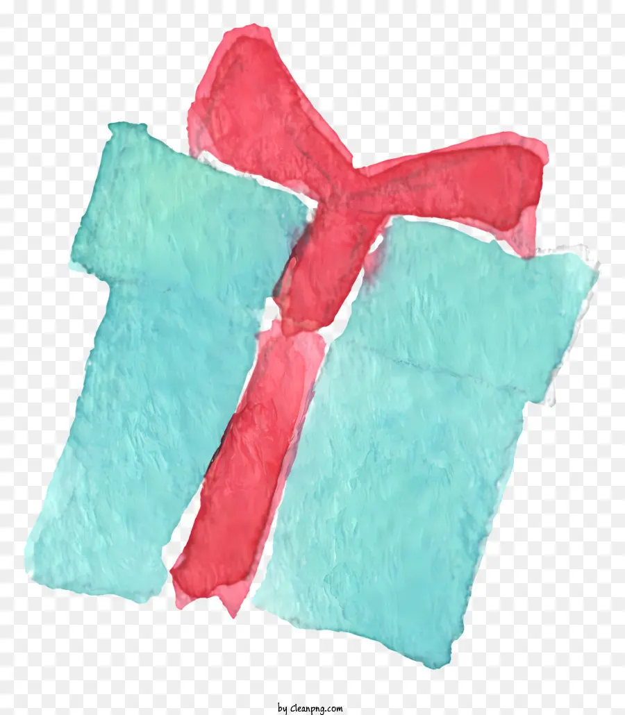 Arco di carta tissutale avvolto in stile. - Immagine realistica di un regalo rosso e blu