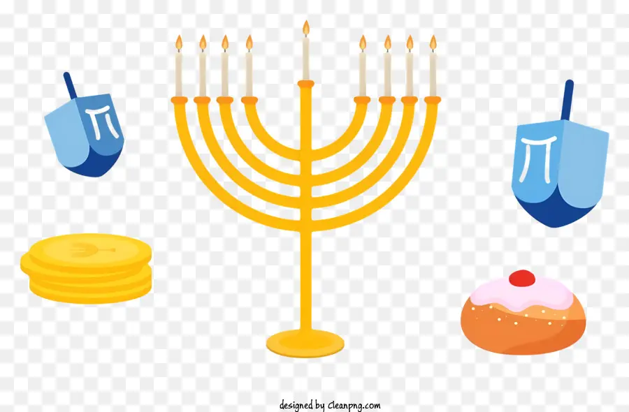 Menorah Jüdische Kultur Candelabra Goldene Metallkerzenhalter - Bild der goldenen Menorah mit Kerzenhaltern