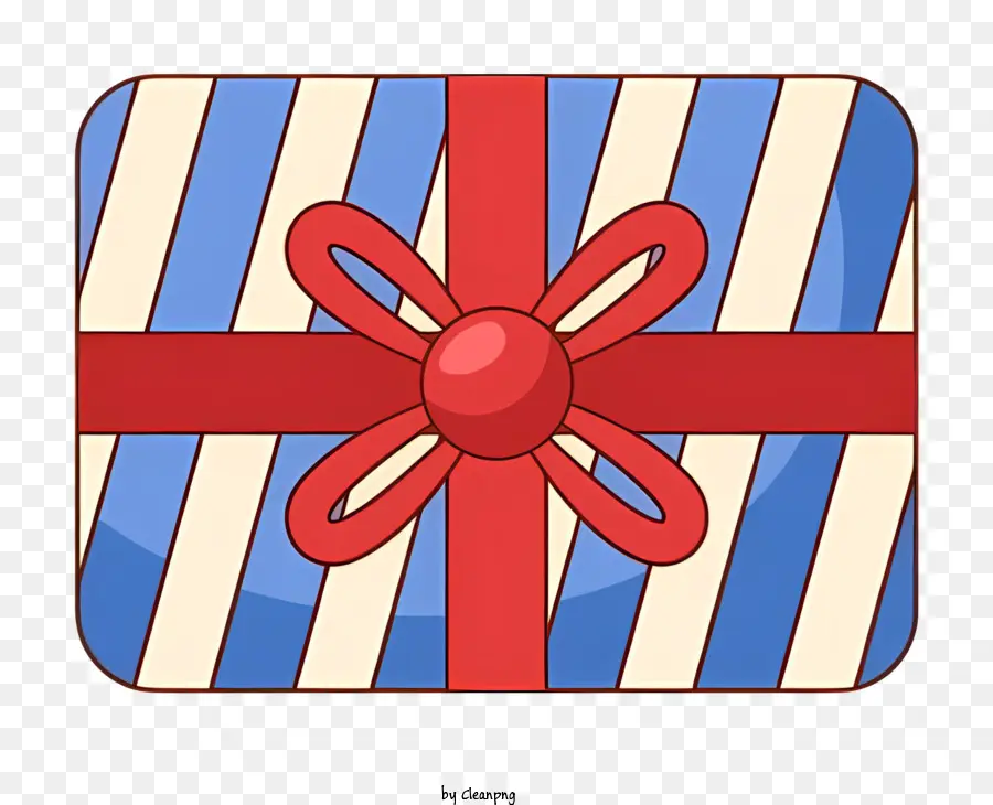 Geburtstagsgeschenk - Präsentieren Sie Box mit rotem Bogen auf gestreiften Hintergrund