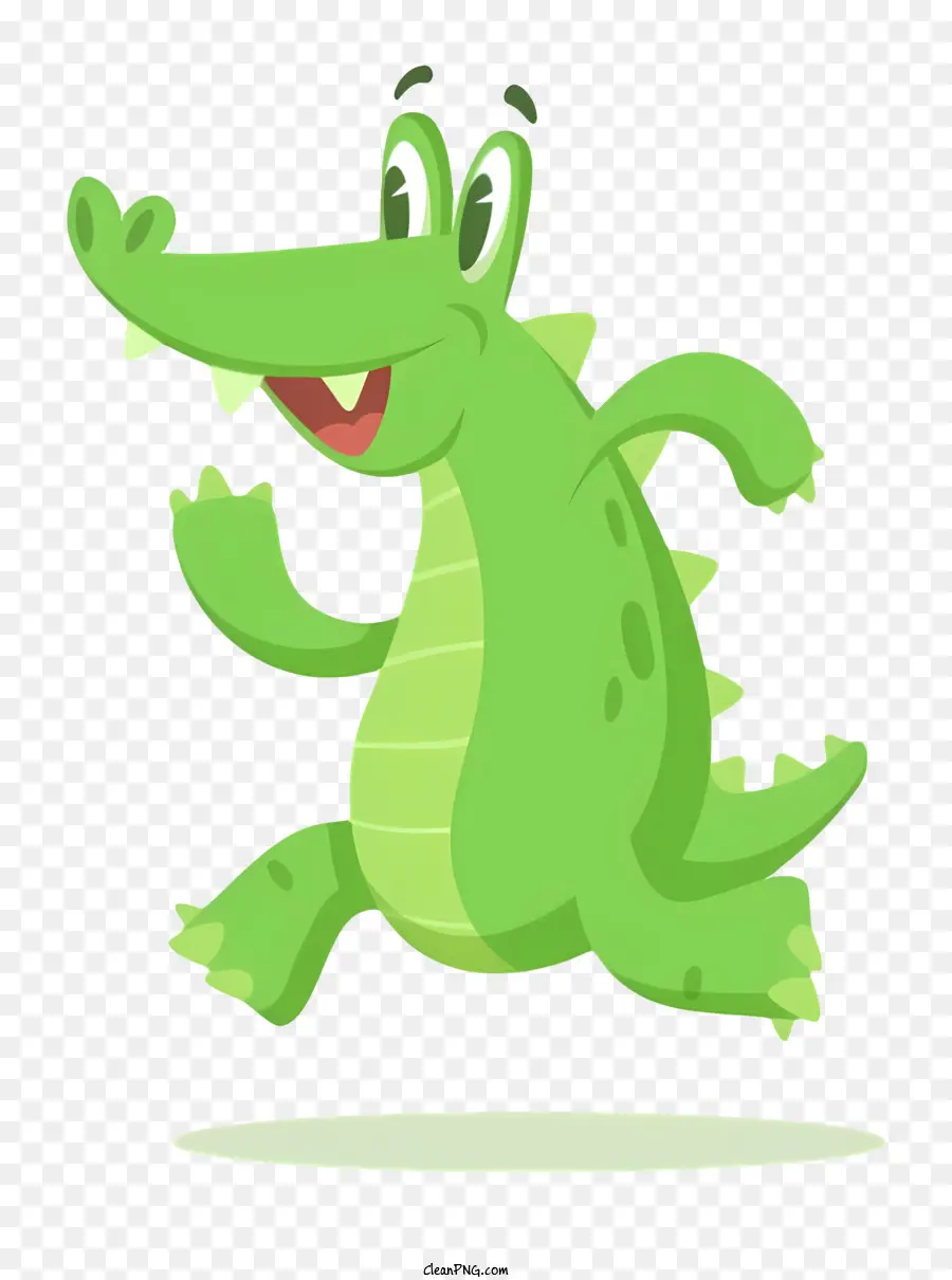 Cá sấu hoạt hình Chạy cá sấu cá sấu với cá sấu mở miệng trong áo cá sấu màu xanh - Phim hoạt hình cá sấu chạy với miệng và mũ mở