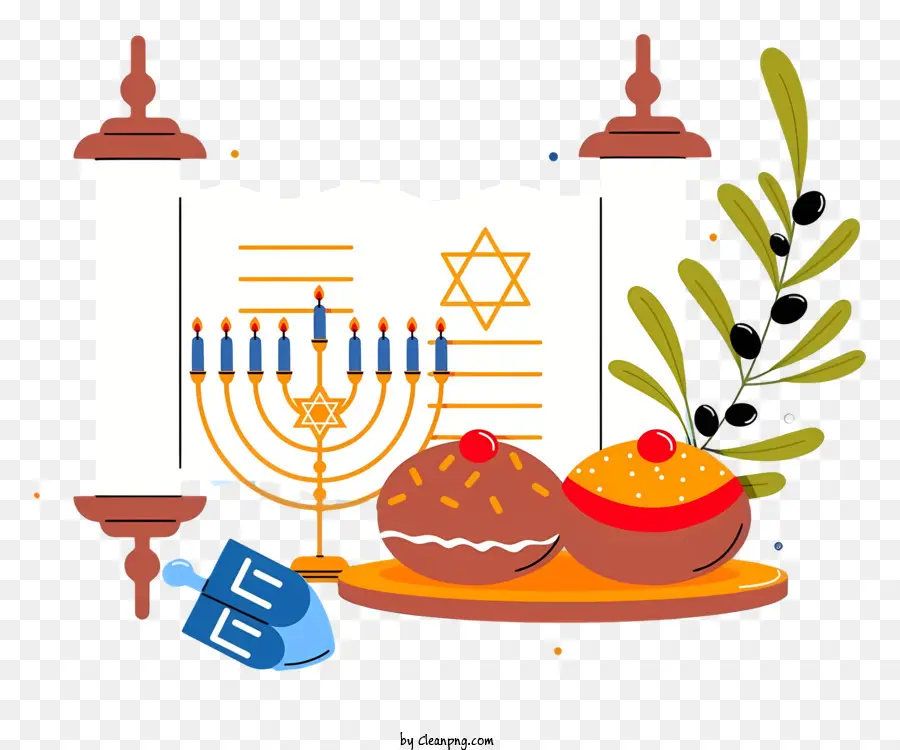 Tasse Kaffee - Jüdische religiöse Gegenstände und Erfrischungen auf einfachem Hintergrund