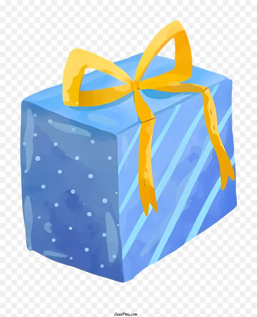 Geschenkbox - Blaue Geschenkbox mit goldenen und weißen Bögen