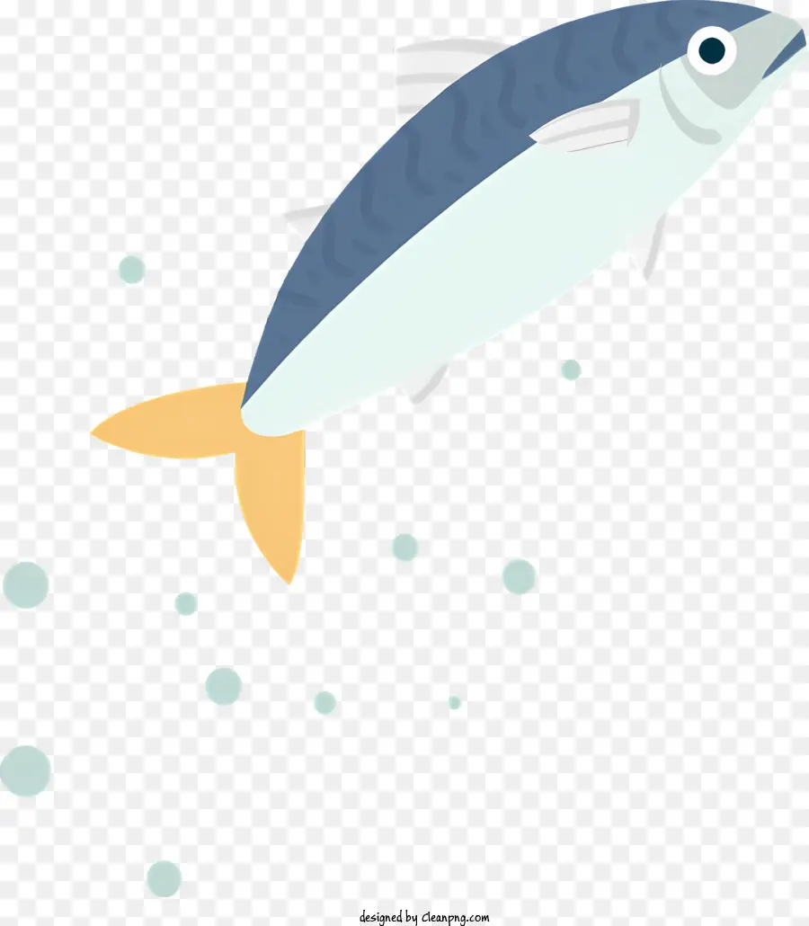 Lachs springender Fisch blau und silberlachsweißer Fleck auf Lachsfisch, der aus dem Wasser springt - Lachs springt im karikaturistischen Bild aus dem Wasser