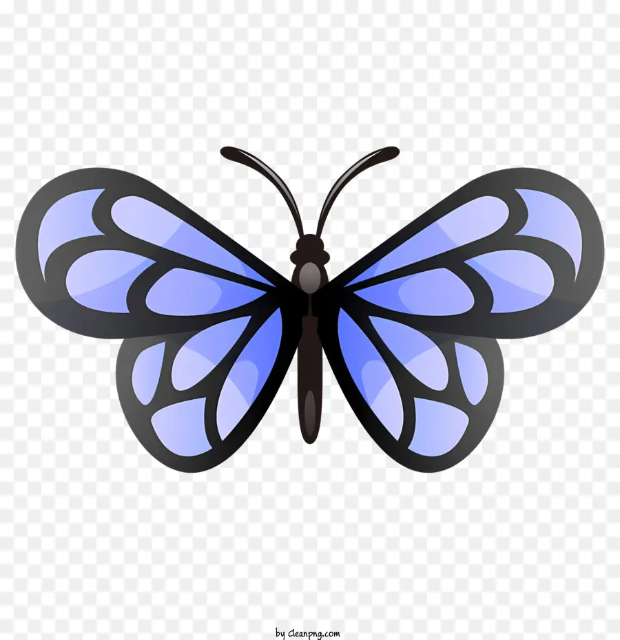 Schmetterling blauer Schmetterling lila Schmetterlingsflügel Biene mit lila Flügeln - Glänzend, stilisiertes Bild von Schmetterling und Biene