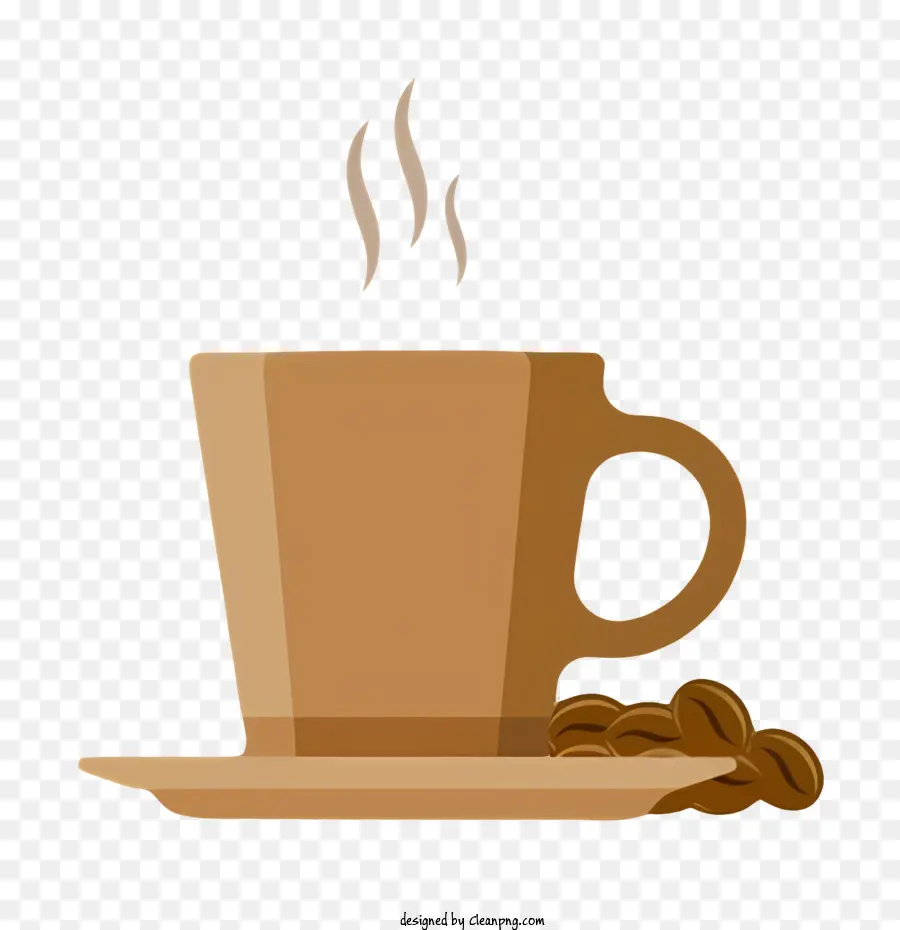 tazzina da caffè - Tazza di caffè con piattino, cucchiaio, fagioli; 
ceramica marrone, metallo d'argento; 
sfondo nero