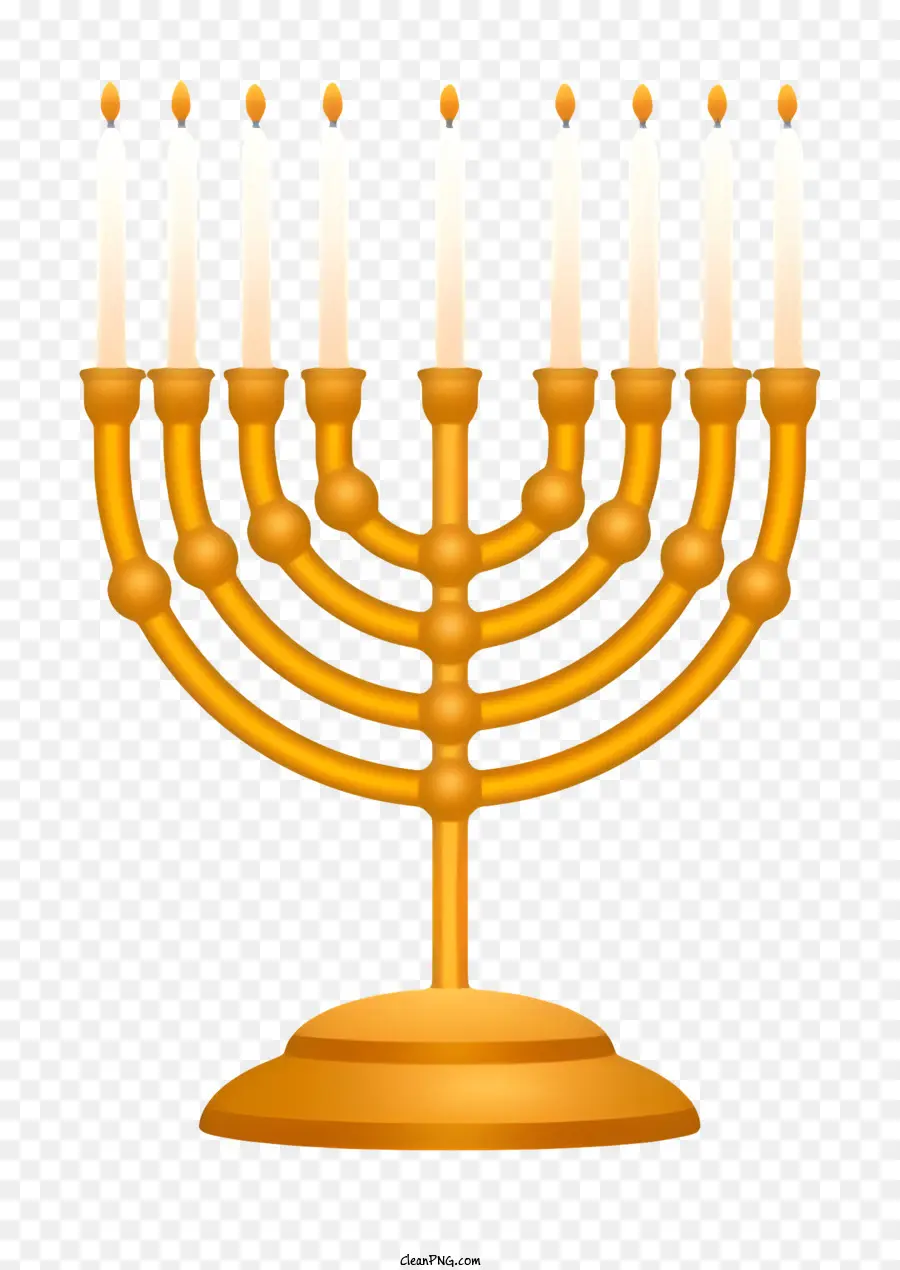 Chanukka - Komplizierte goldene Menorah mit sechs beleuchteten Kerzen