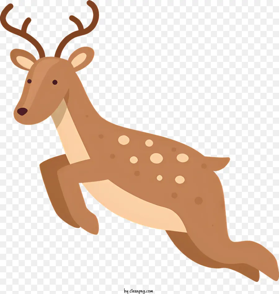 Carino da cartone animato che salta il cervo di cervo corto di cervo marrone - Deer cartone animato che salta con le gambe sparse