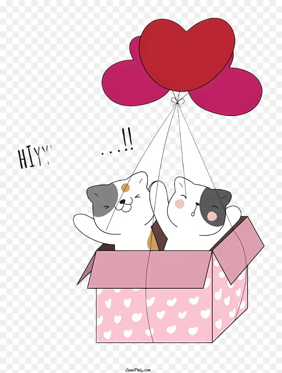 rosa hintergrund - Karikaturistisches Bild von Katze mit Herzballon