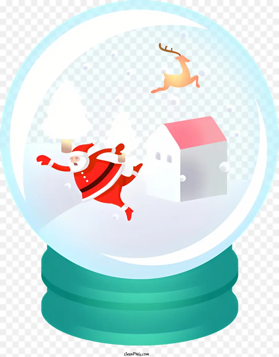 santa claus - Ông già Noel và Reindeers bay trên quả cầu tuyết