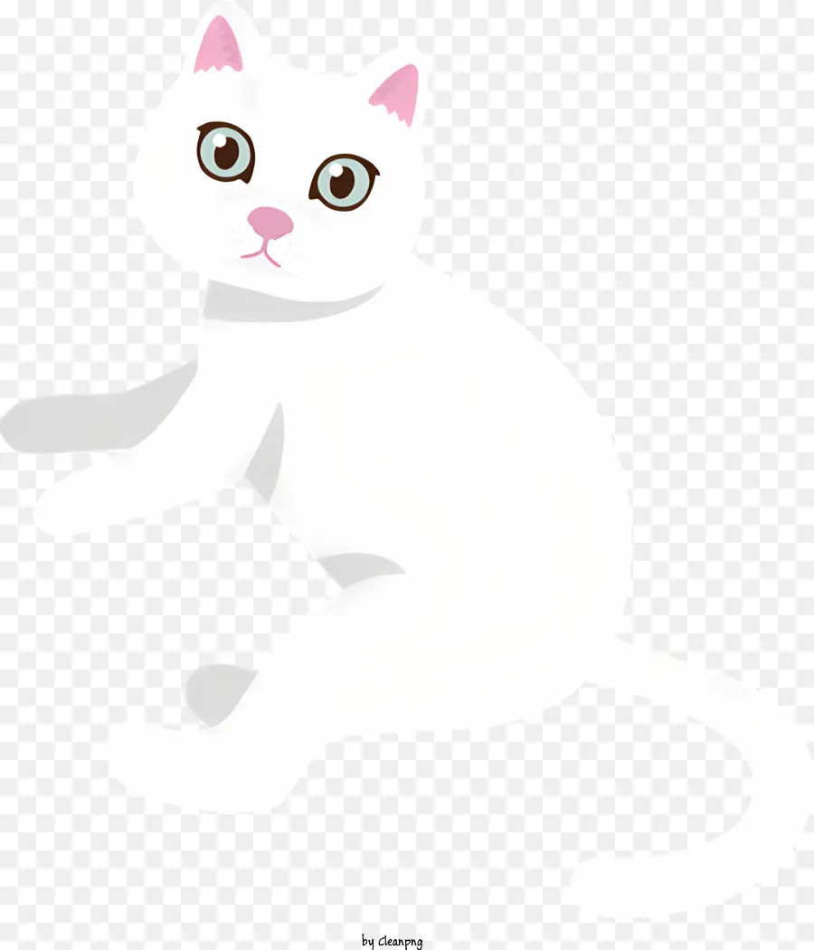 gatto bianco seduto sulle zampe posteriori che guardavano verso l'alto bocca aperta occhi luminosi - Gatto bianco con occhi luminosi e postura di allerta