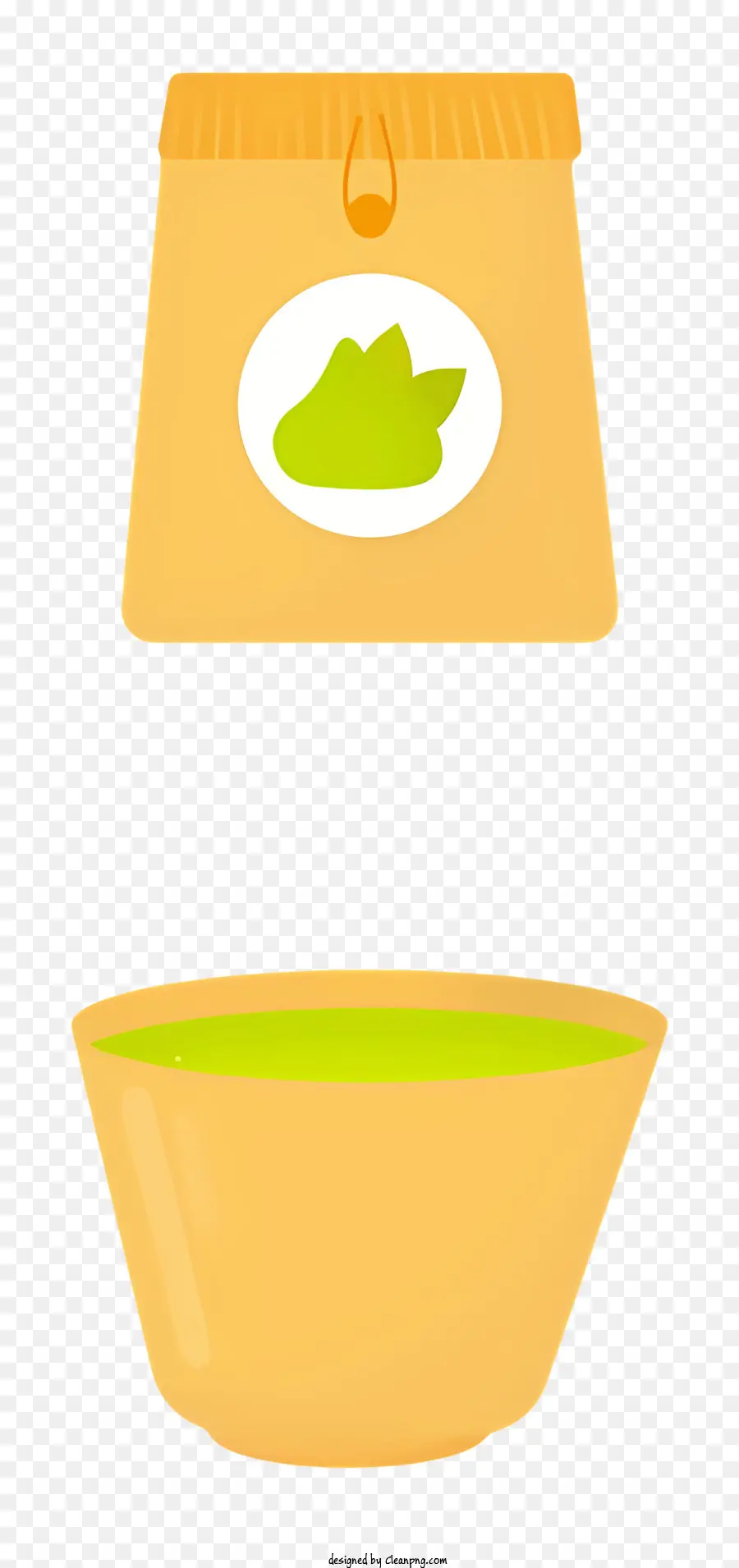 grüner Tee - Schüssel mit grünem Tee mit Griff und Tasche