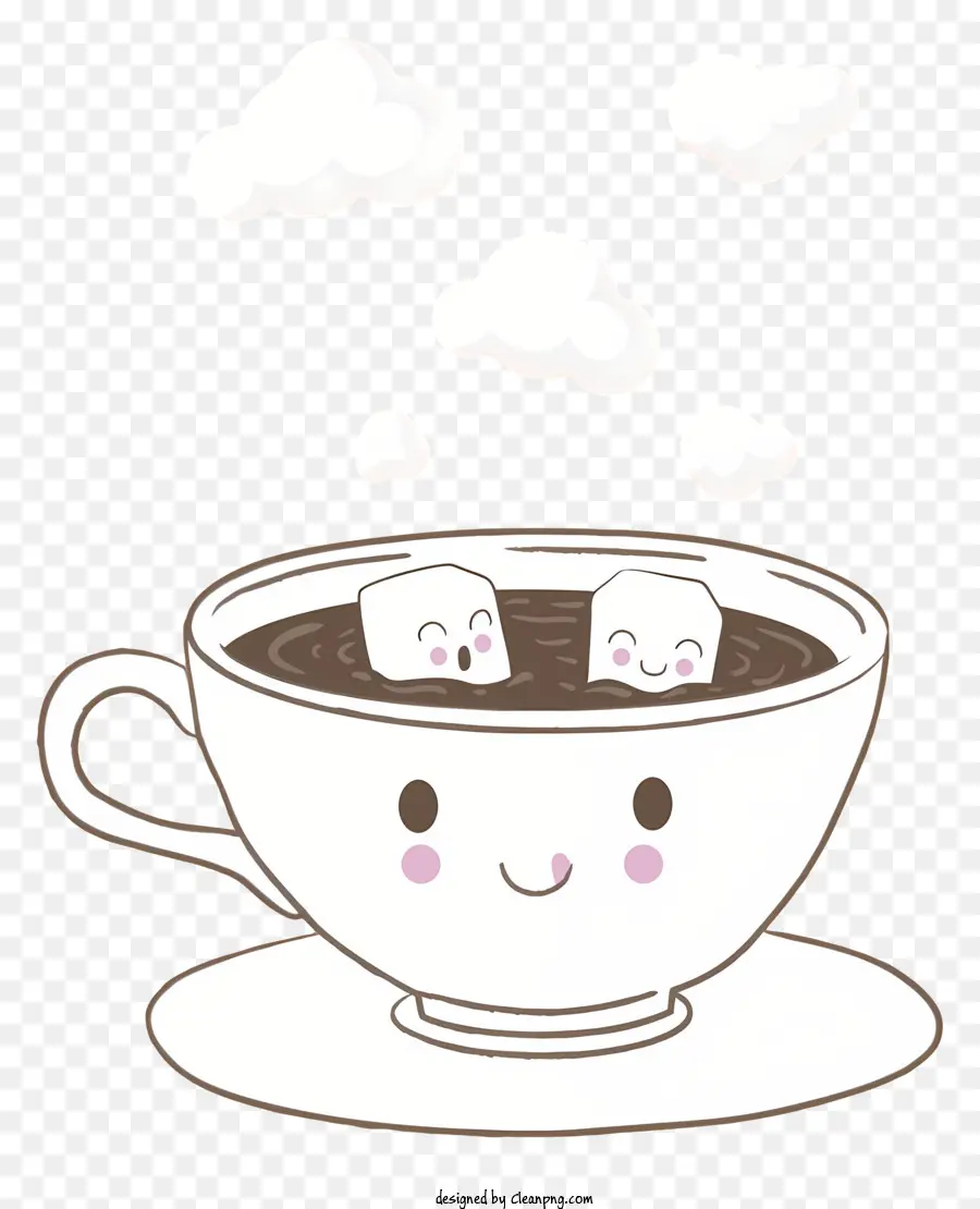 caffè - Tazza di caffè con cucchiaio e nuvola bianca
